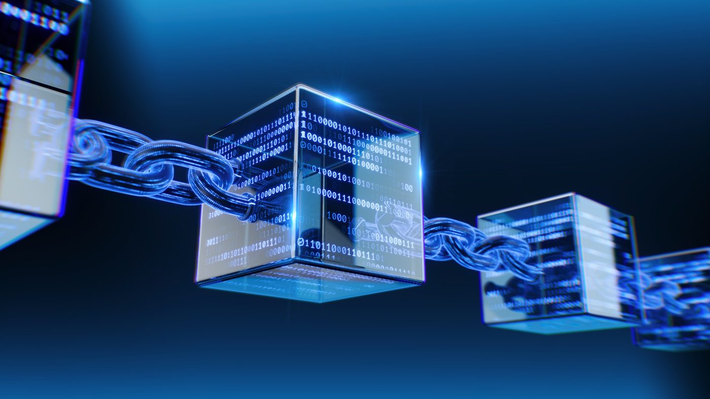 Blockchain and distributed-ledger network of linked data blocks