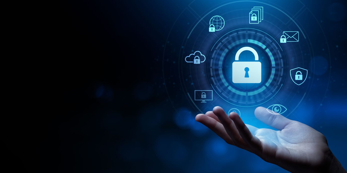 Cybersecurity shield protecting financial systems and data